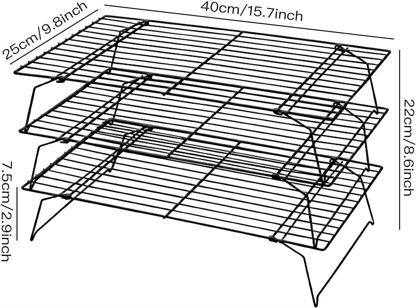 Stainless Steel 3 Layer Foldable Non Stick Wire Grid Baking Tray Cake Cooling Rack Oven Pizza Bread Holder BBQ Shelf Kitchen