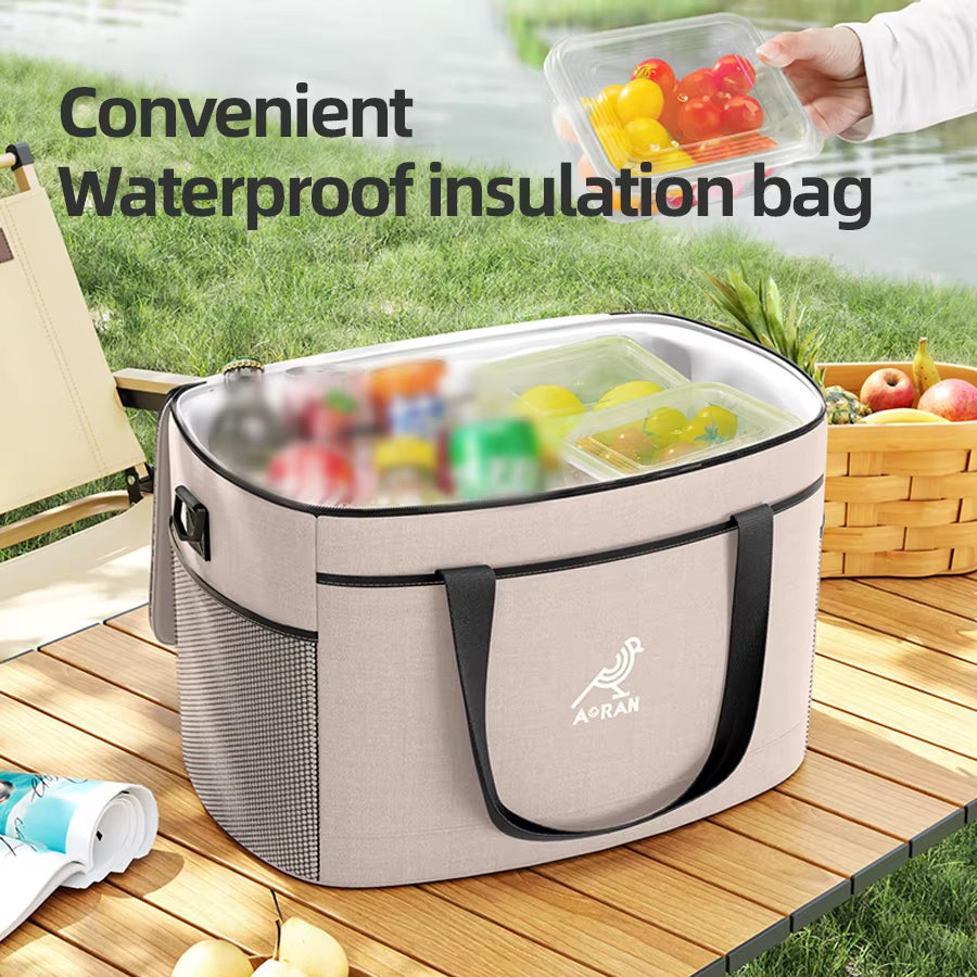 30L Large Capacity Insulated Bag, Cooler Bag, Refrigerator Lunch Bag, Long-Lasting Cold Storage, Convenient Foldable Outdoor Pic