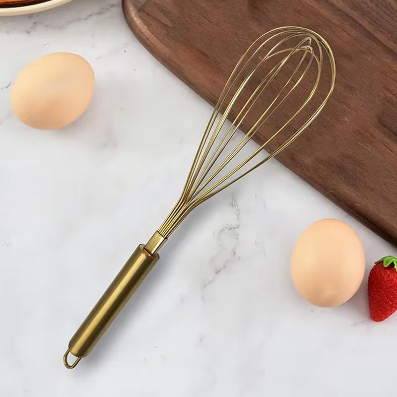 1Pcs Gold Stainless Steel Egg Beater Hand Whisk Egg Mixer Baking Cake Tool Baking Set Home Egg Tools Kitchen Accessories for Egg