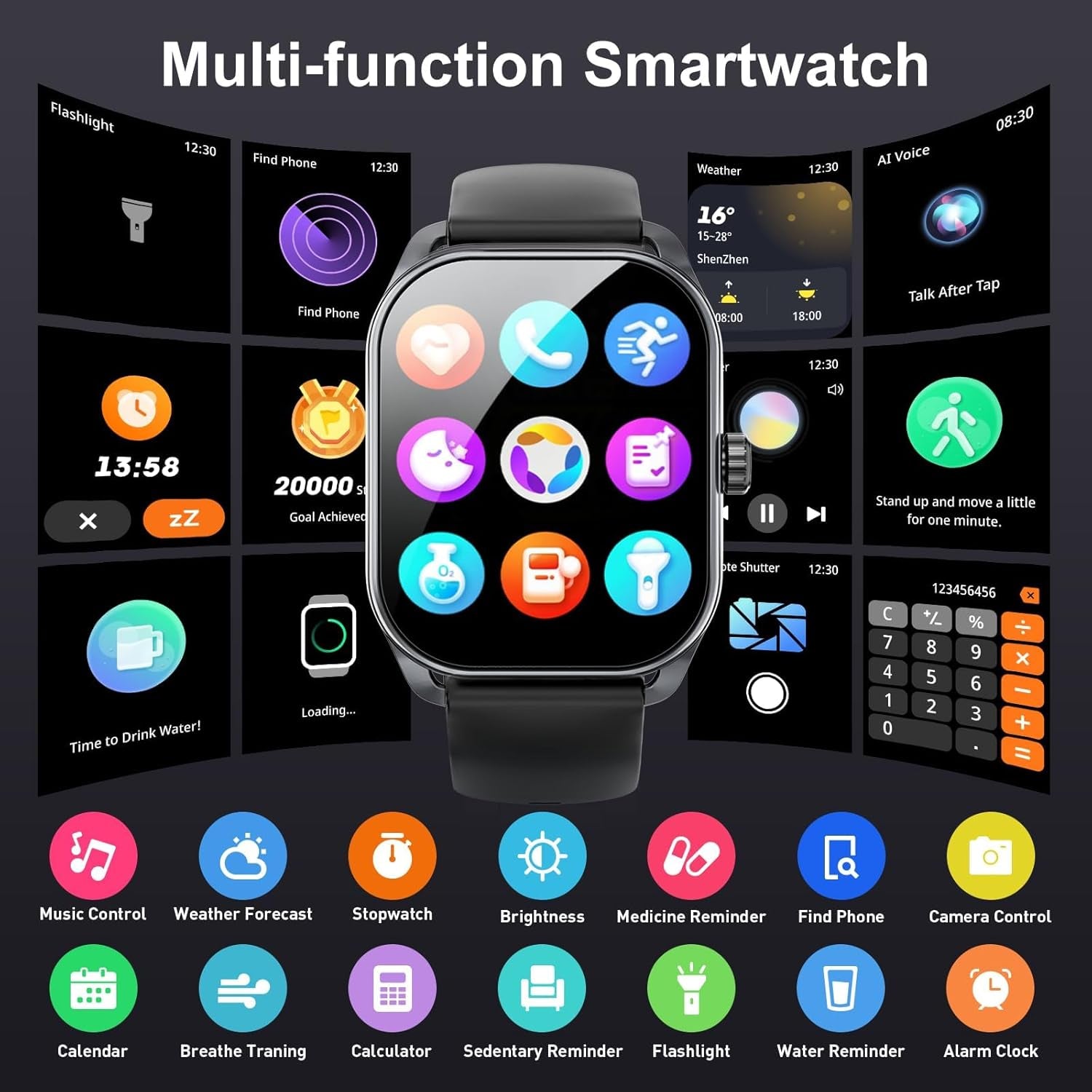 Curve Smart Watch for Men(Answer/Make Call), 2.01" Smartwatch with Heart Rate/Sleep Monitor, Fitness Tracker with 120+ Sports Modes IP68 Waterproof Fitness Watch for Android Ios