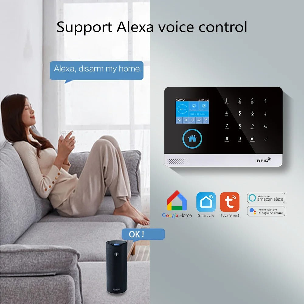 MULO Alarm System for Home Burglar Security 433Mhz GSM Home Alarm Wireless PG103 Wifi Alarma Tuya Smart App Work with Alexa