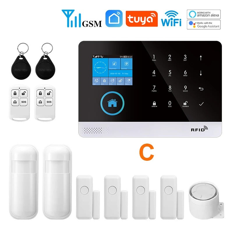 MULO Alarm System for Home Burglar Security 433Mhz GSM Home Alarm Wireless PG103 Wifi Alarma Tuya Smart App Work with Alexa