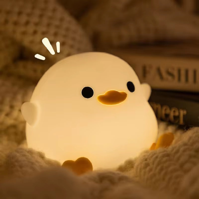 Doudou Duck Night Light - Soft, Eye-Caring USB Rechargeable Lamp for Kids with Automatic Clap Timer