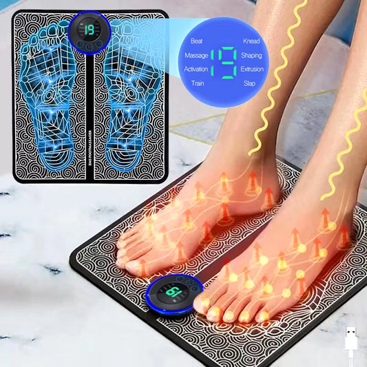 Foot Massger Sole Massage Pad Feet Muscle Stimulation 8 Modes 19 Level Relaxation USB Charging