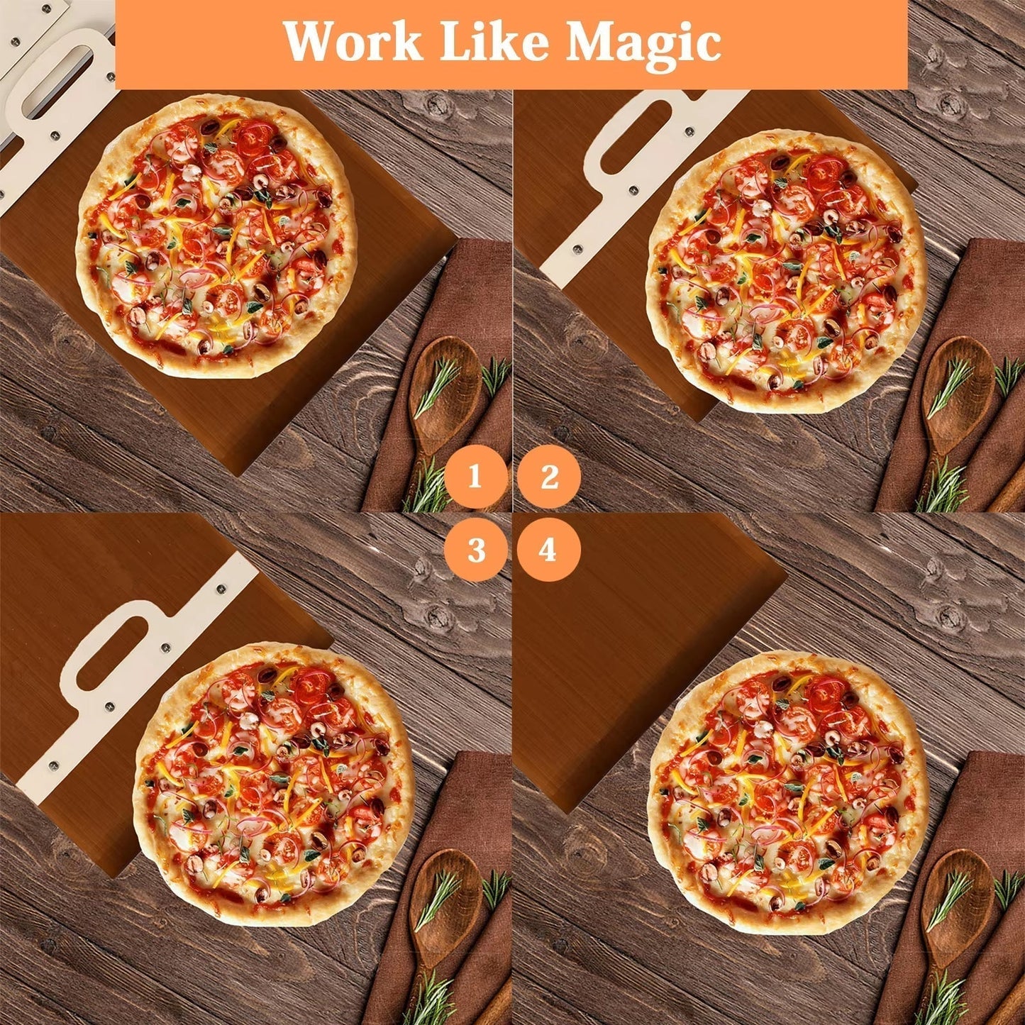 55*35Cm Sliding Pizza Peel Shovel Removable Wooden Handle Pizza Spatula with Tarps Baking Tools 