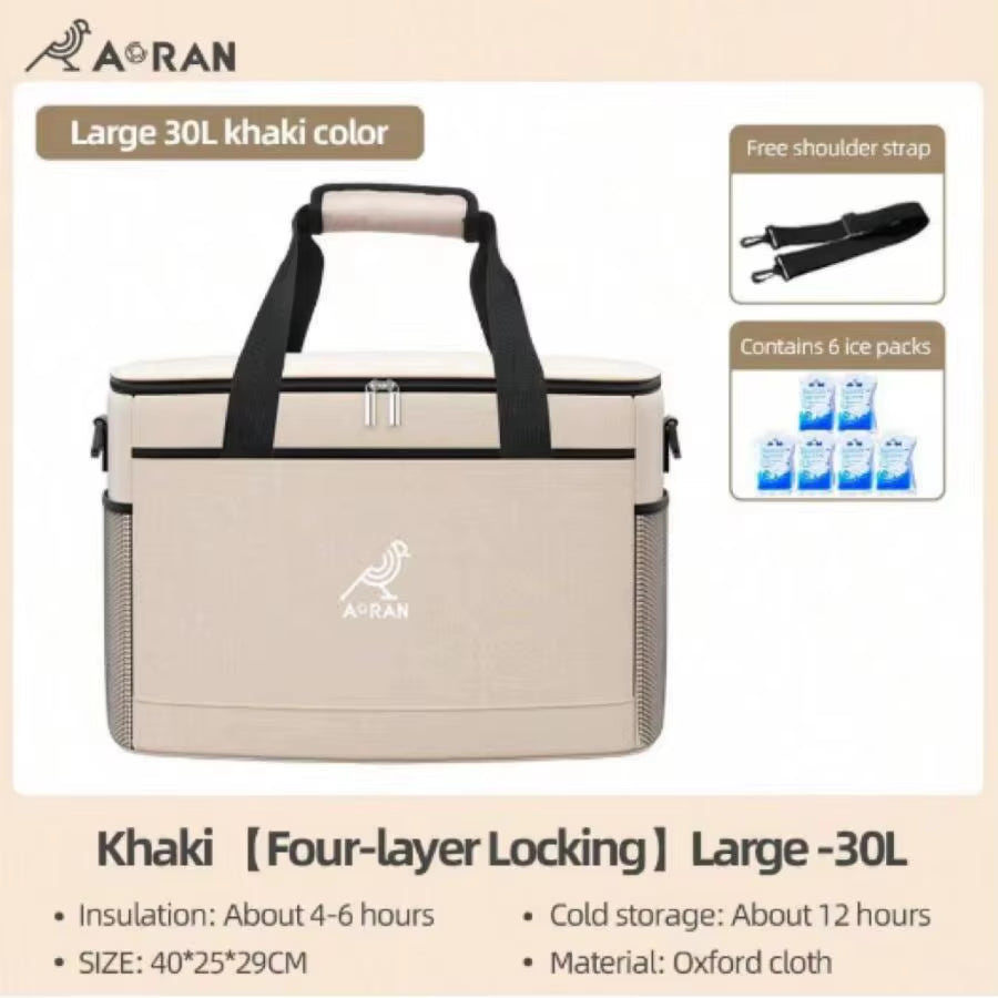 30L Large Capacity Insulated Bag, Cooler Bag, Refrigerator Lunch Bag, Long-Lasting Cold Storage, Convenient Foldable Outdoor Pic