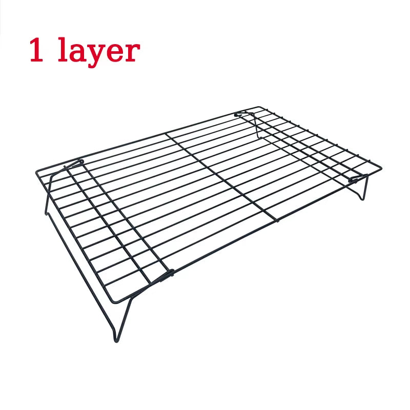 Stainless Steel 3 Layer Foldable Non Stick Wire Grid Baking Tray Cake Cooling Rack Oven Pizza Bread Holder BBQ Shelf Kitchen