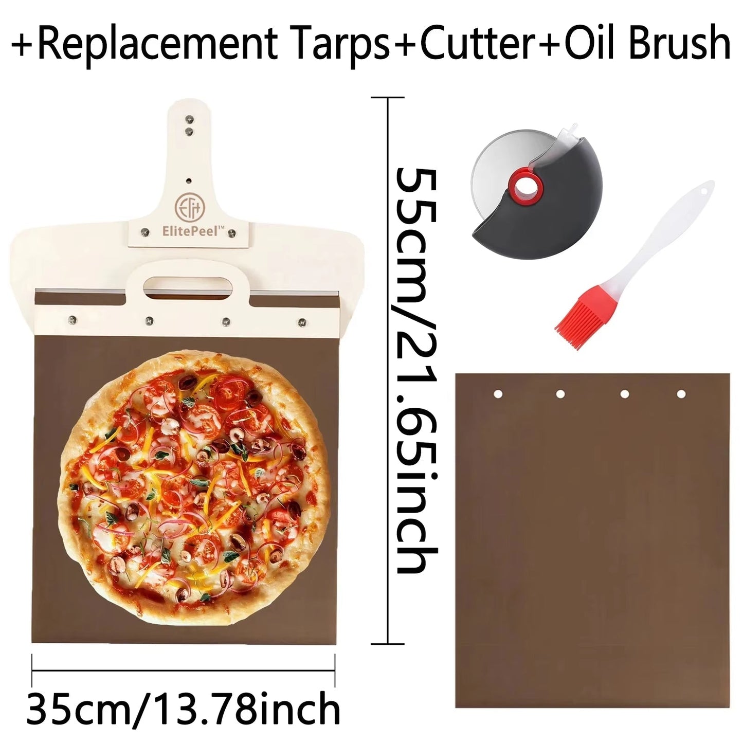 55*35Cm Sliding Pizza Peel Shovel Removable Wooden Handle Pizza Spatula with Tarps Baking Tools 