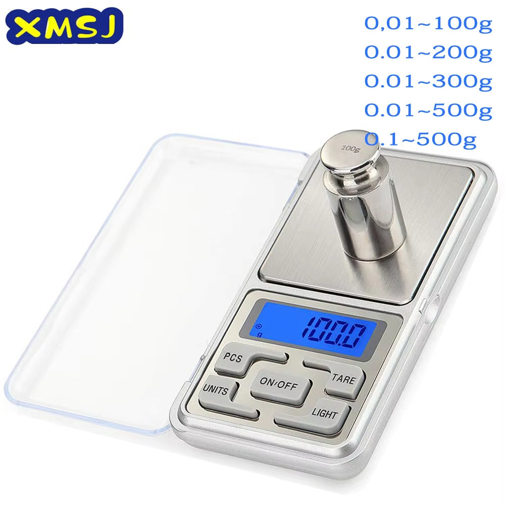 100/200/300/500G 0.01/0.1G Mini Digital Scale High Accuracy Backlight Electric Pocket Scale for Jewelry Gram Weight for Kitchen