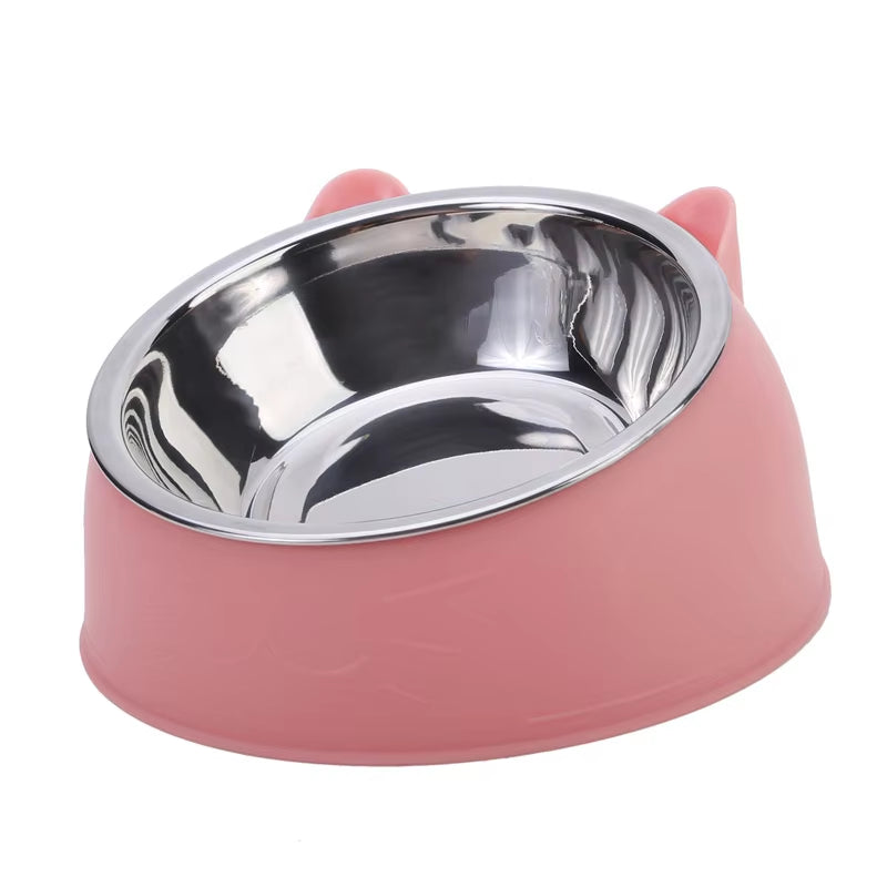 100ML Cat Dog Bowl 15 Degrees Raised Non Slip Puppy Base Cat Food Drinking Water Feeder Tilt Safeguard Neck Pet Bowl Accessories