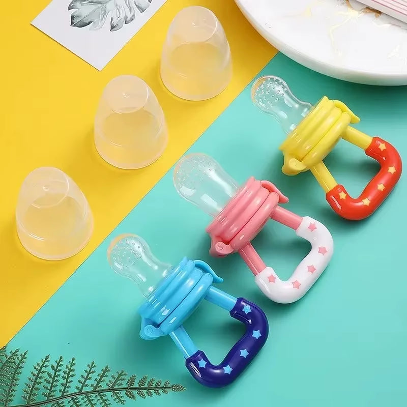 Baby Fruit and Vegetable Teether Fresh Food Supplement Toys Infant Fruit Teething Silicone Pouches for Toddlers Kids Boy Girl