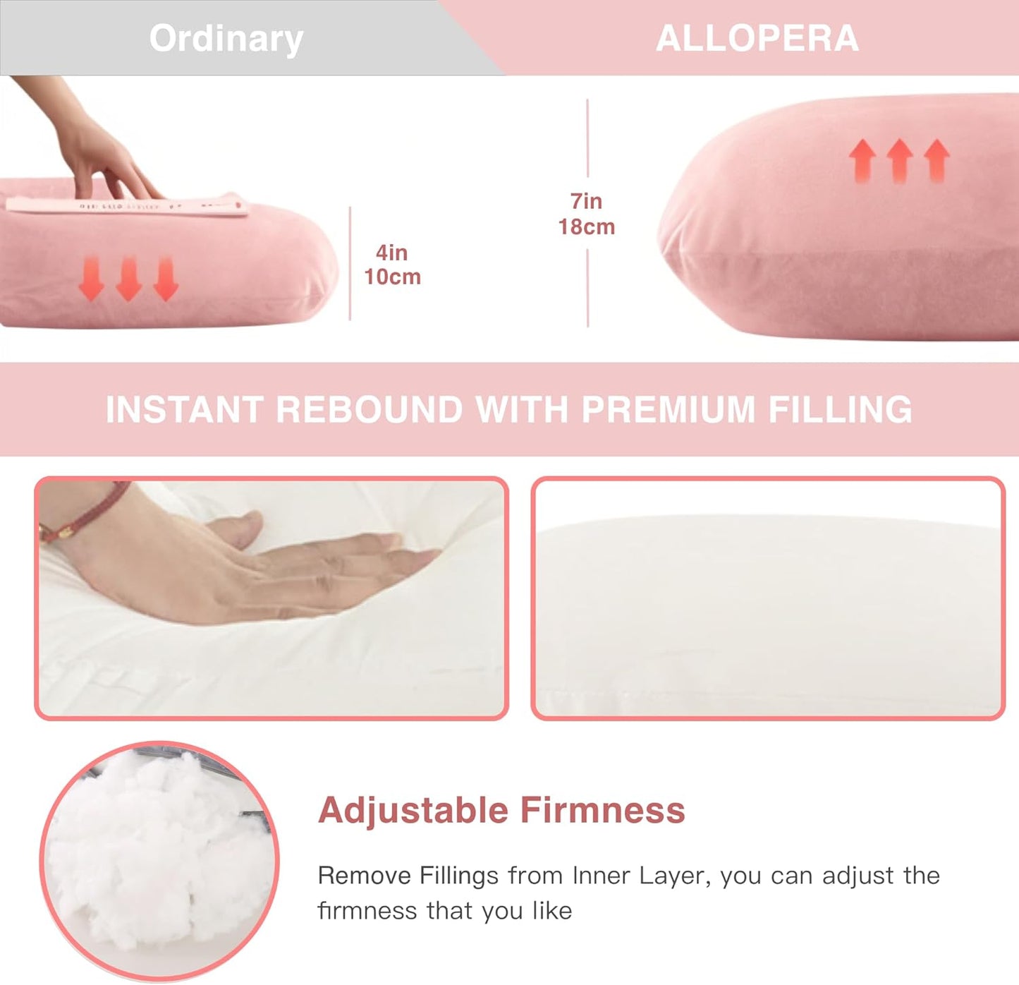 Pregnancy Pillow, Full Body Maternity Pillow 57 Inch, with Removable Washable Cover - Sleep Support for Legs, Back, Neck, Shoulder, HIPS, Belly for Pregnent Women, Jersey Knit Cotton (Pink)