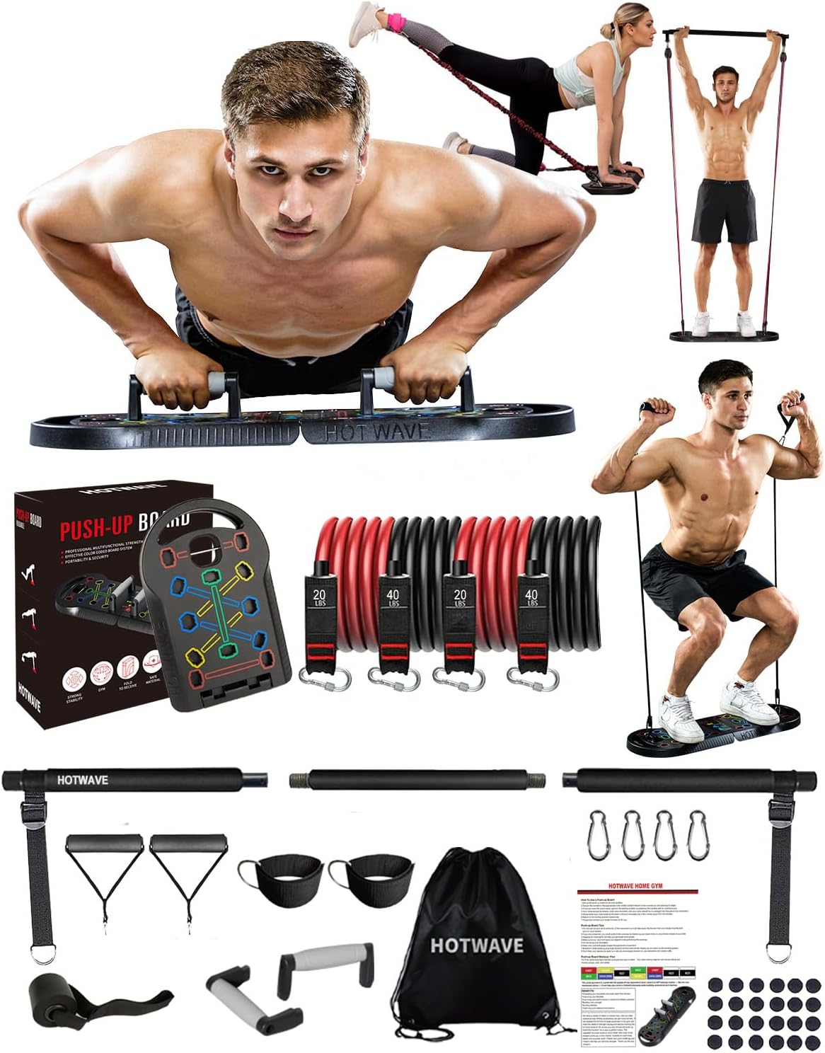 Push up Board Fitness, Portable Foldable 20 in 1 Push up Bar at Home Gym, Pushup Handles for Floor. Professional Strength Training Equipment for Man and Women,Patent Pending