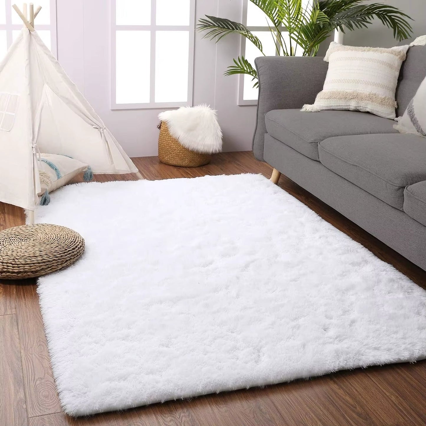 Nordic Furry Rug Bedroom Carpet Living Room Modern Decoration Hairy Carpets Large Size Black Gray Pink Beige Non Slip Mat