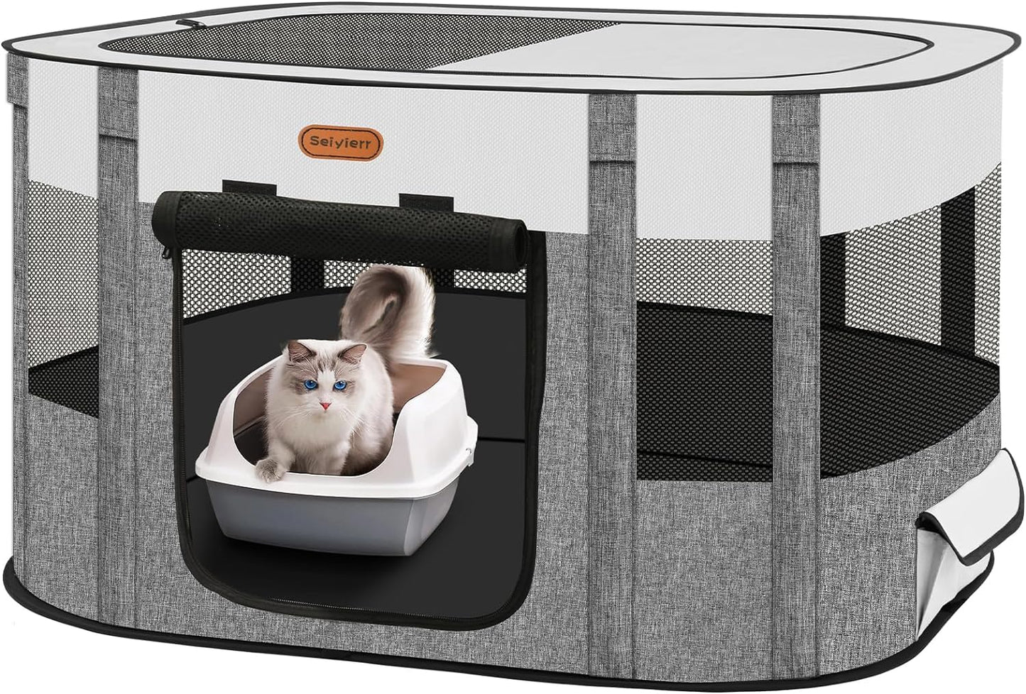 Pet Playpen, Foldable Kitten Cage Puppy Play Pen, Dog Playpens, Puppys Pens for Indoors, Travel Crate with Carrying Case, Tent Outdoor Camping Use