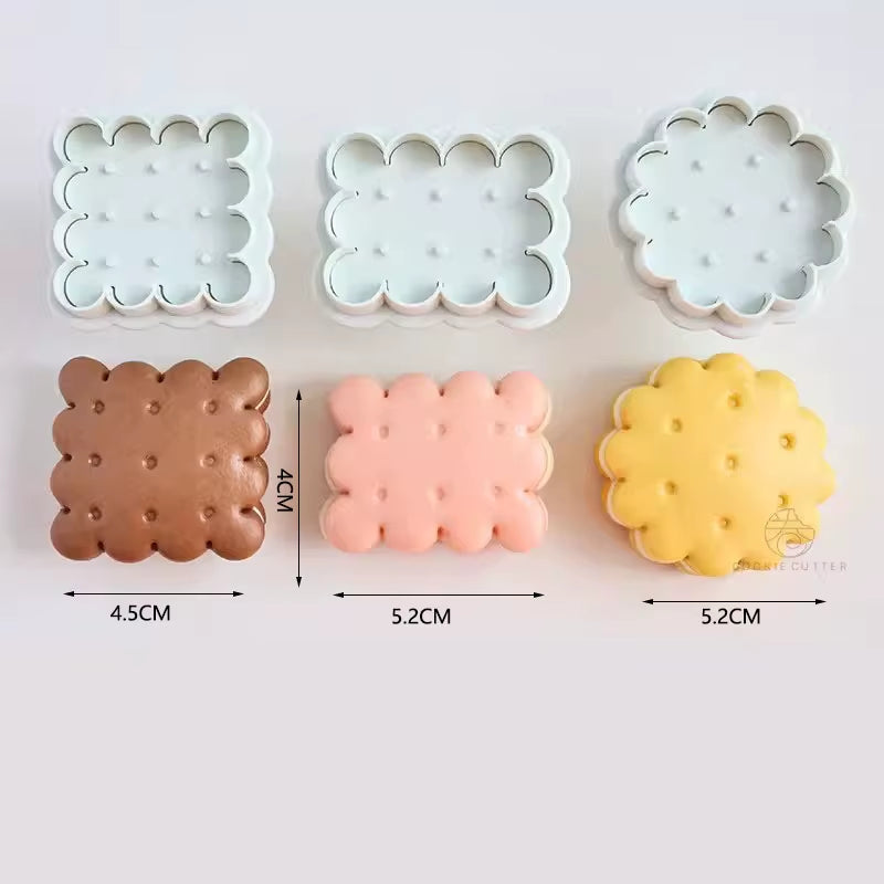 Chocolate Sandwich Cookies Flowers Cookie Cutter 3D Biscuit Mould Pressable Fondant Stamp New Year Cake Decor Baking Supplies