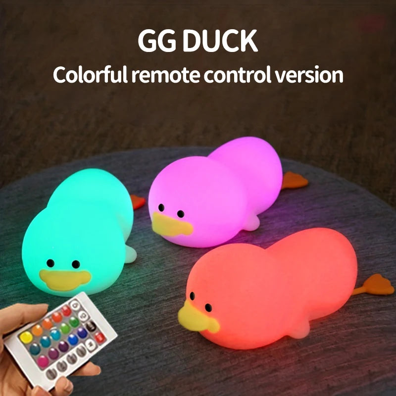 Doudou Duck Night Light - Soft, Eye-Caring USB Rechargeable Lamp for Kids with Automatic Clap Timer