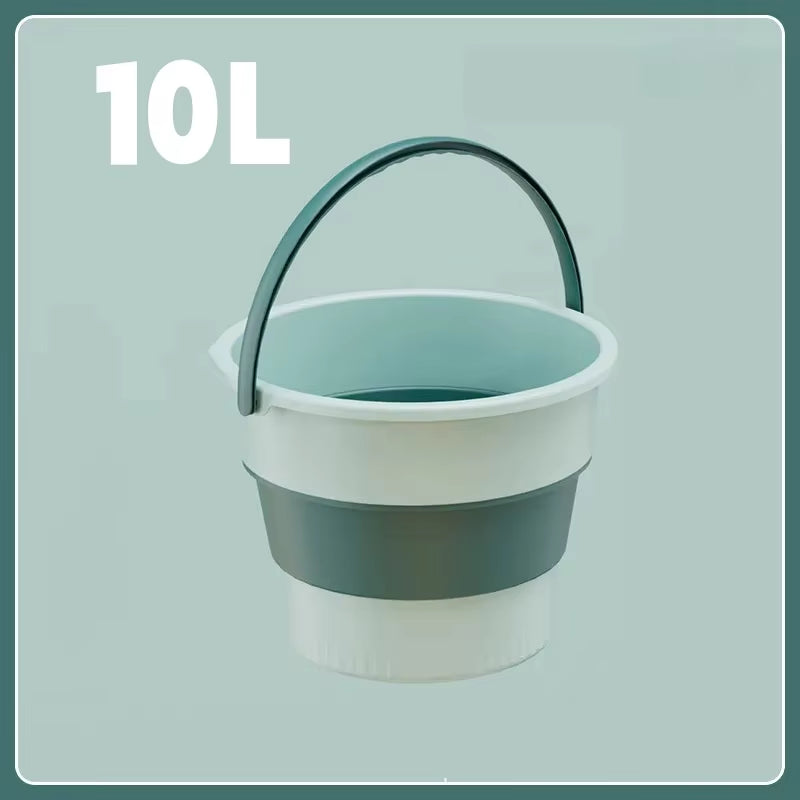 5/10L Folding Portable Bucket with Cover Car Wash Fishing Bathroom Tool Silicone Bucket Outdoor Camping Household Supplies