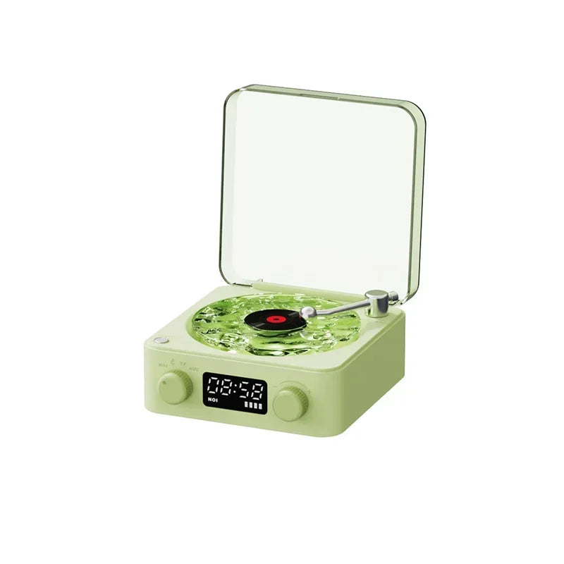 Waves Retro Bluetooth Vinyl Player Speaker with White Noise & RGB Lights - Perfect Sleep Aid!