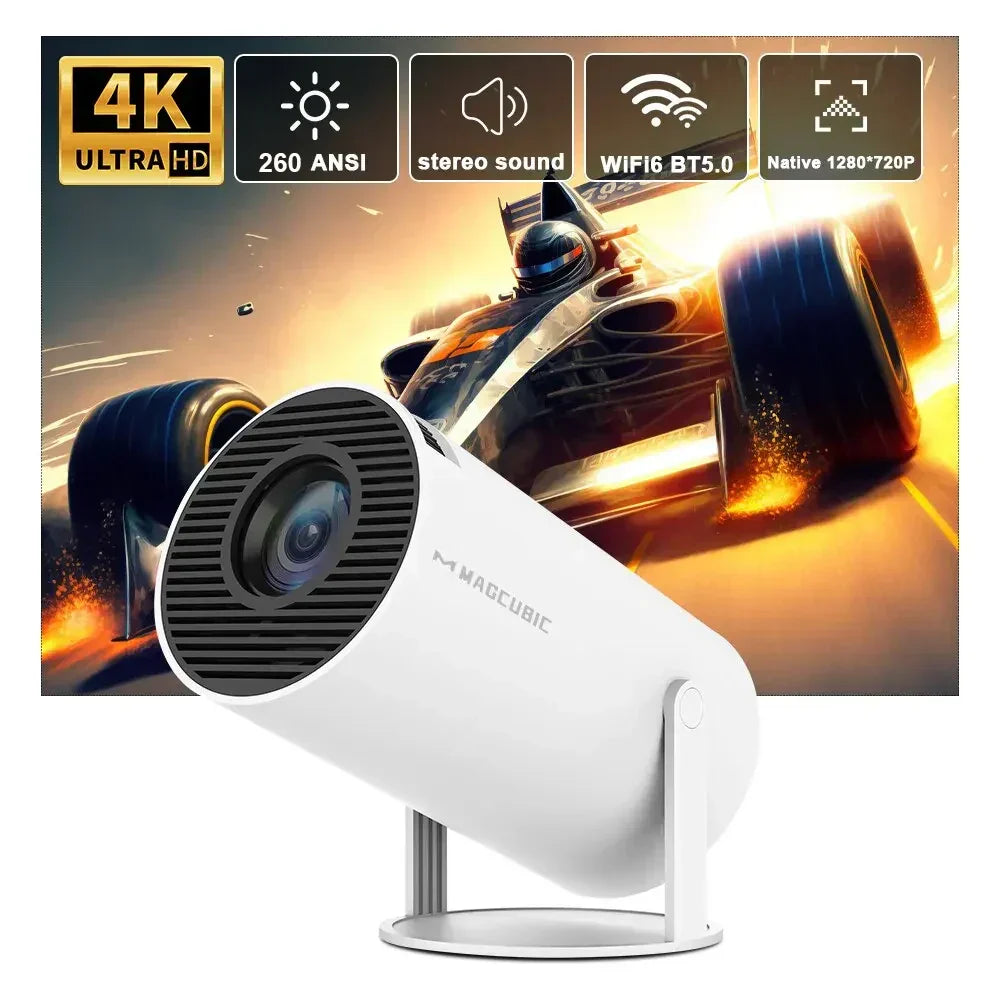 HY300 PRO 4K Android Projector - Dual WiFi 6, 260 ANSI, Bluetooth 5.0, Perfect for Home Cinema & Outdoor Entertainment