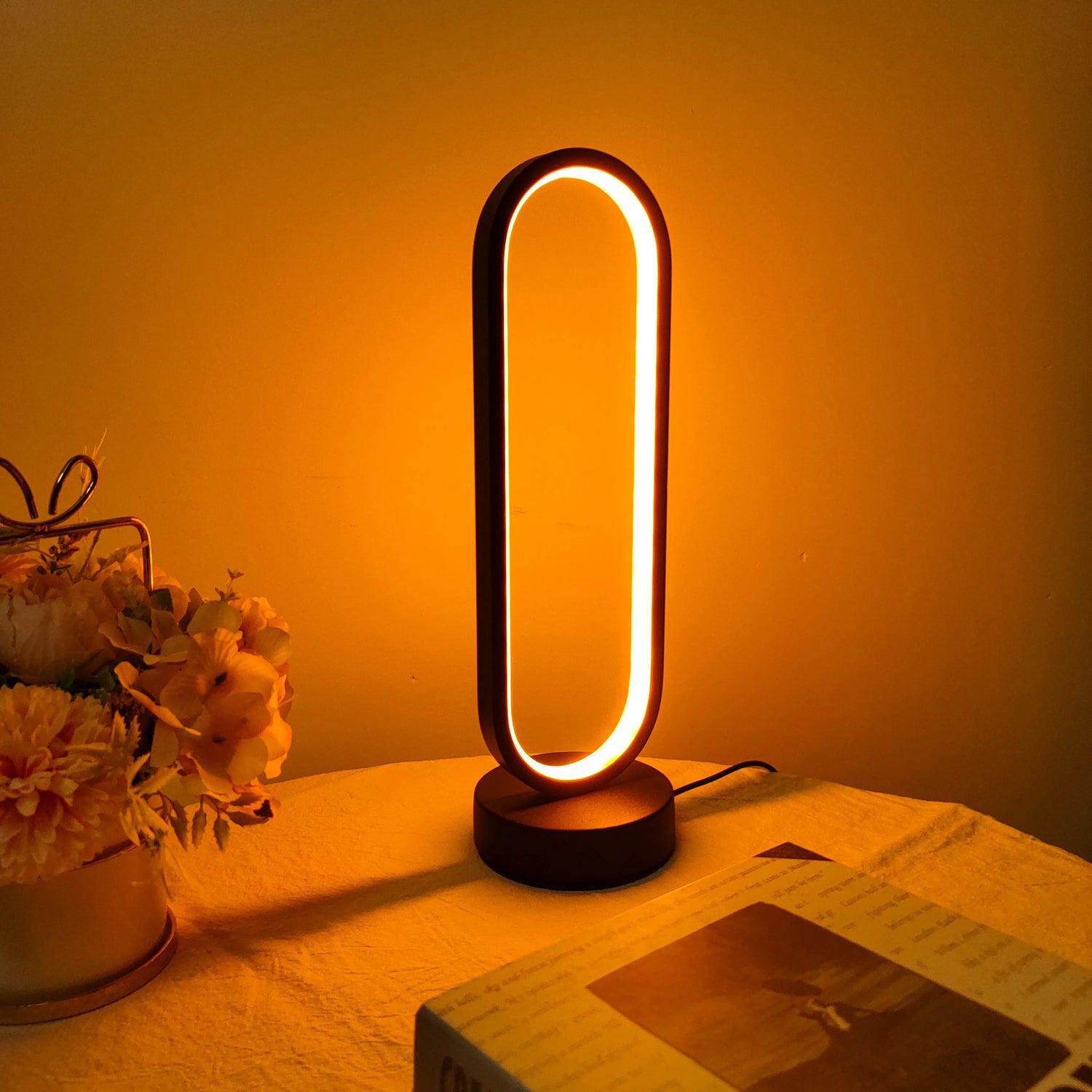 Illuminate Your Space with the Stylish 1PC LED Ring Lamp - Three-Color Dimming for Bedroom & Living Room