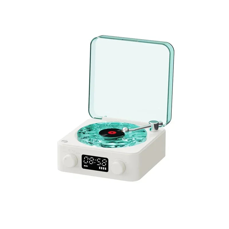 Waves Retro Bluetooth Vinyl Player Speaker with White Noise & RGB Lights - Perfect Sleep Aid!