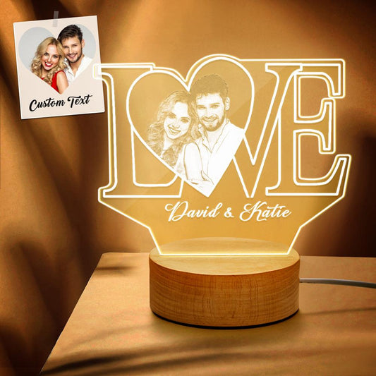 Personalized LOVE 3D Acrylic Night Light with Text & Photo Inkedjoy