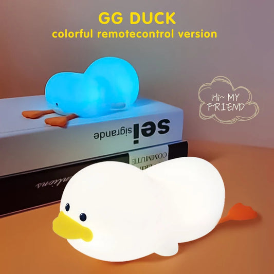 Doudou Duck Night Light - Soft, Eye-Caring USB Rechargeable Lamp for Kids with Automatic Clap Timer