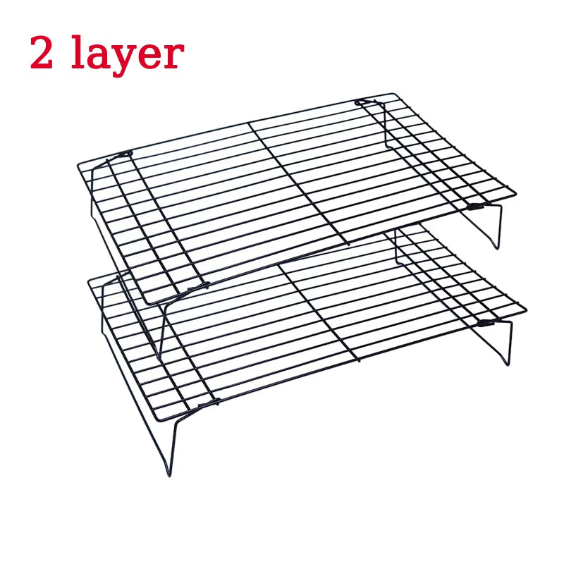 Stainless Steel 3 Layer Foldable Non Stick Wire Grid Baking Tray Cake Cooling Rack Oven Pizza Bread Holder BBQ Shelf Kitchen