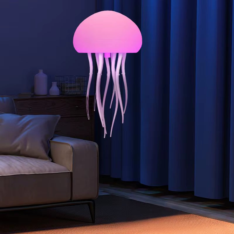 Jellyfish Night Light Cartoon Jellyfish Night Light Gradient Cute Jellyfish Bedside Lamp Voice Control Floating Jellyfish Lamp