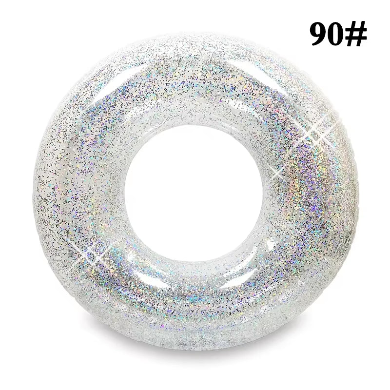 Summer Inflatable Transparent Sequin Swimming Ring for Adults and Children Inflatable Pool Men and Women Water Play Accessories