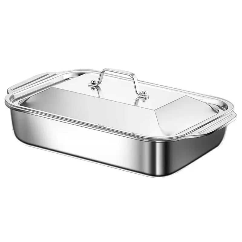 Large Capacity Roaster Pan Fish Baking Pan Stainless Steel Non-Stick Grilling Trays Oven Beef Food Tray Seafood Dish Bbq Plate