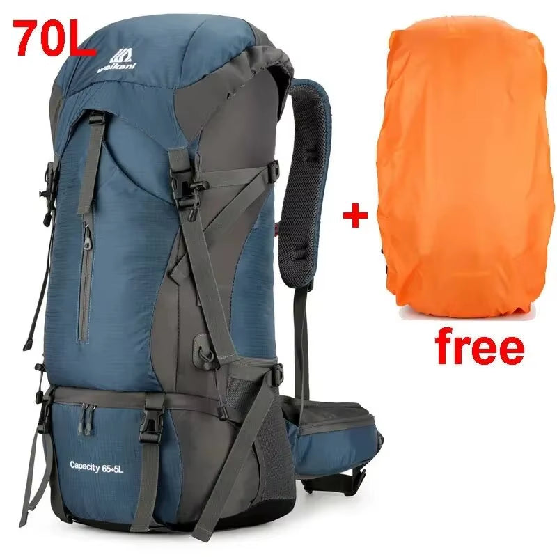 Waterproof Nylon Bag Camping Travel Backpack with Rain Cover Outdoor Hiking Mountaineering Men Shoulder Climbing Traveling Bags